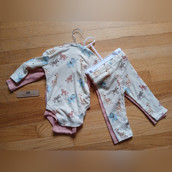 4-Piece Baby Outfit Set – Liam & James Onesies + Pants (3–6 Months, NWT) - Picture 2 of 5